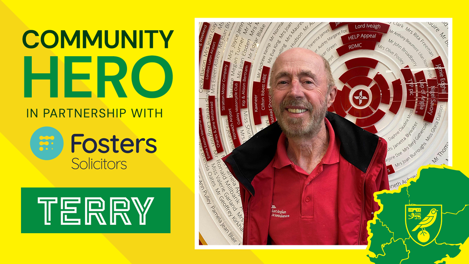 This month's Fosters Solicitors Community Hero is Terry Southgate, nominated by East Anglian Air Ambulance (EAAA).