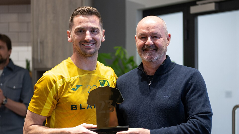 Former Canary Tim Krul and Scotland head coach Steve Clarke were invited as special guests to the Avant Training Centre to present a selection of milestone and debut awards to Norwich City first team players.