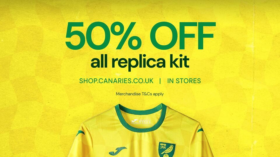 Canaries fans can now get 50 per cent off all 2024/25 replica kits in store and online.