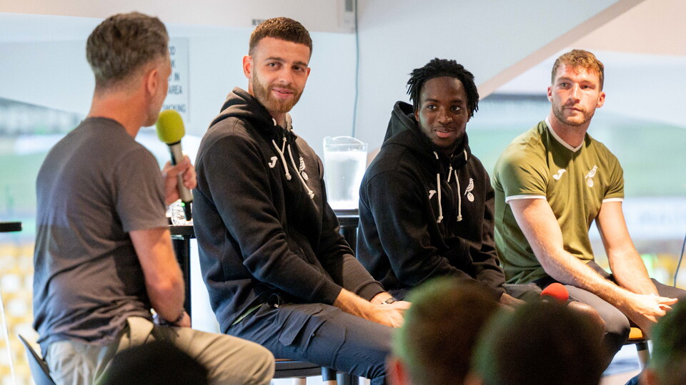 Angus Gunn, Jack Stacey and Jonathan Rowe were all in attendance for the fan forum hosted by the Norwich City Fans Social Club on Tuesday, August 22.