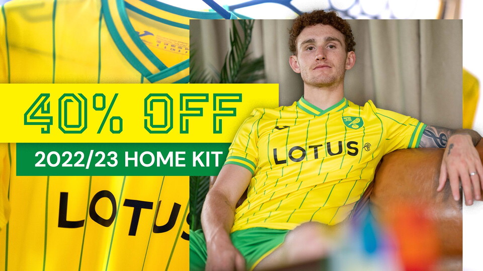 The official Norwich City home kit has now been reduce to 40% off in-store and online.