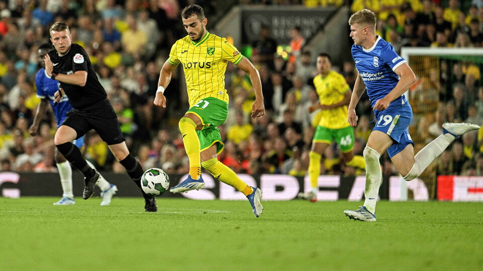 Danel Sinani was delighted to get his first goal for Norwich City in Tuesday night's Carabao Cup first round game at home to Birmingham City.