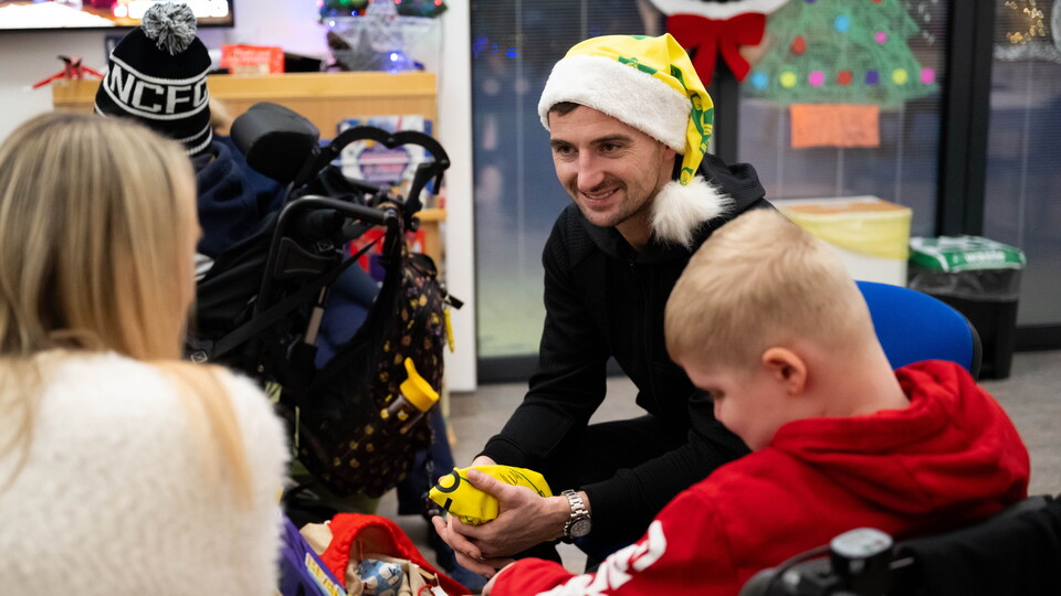 Norwich City players and staff visited East Anglian Children's Hospice The Nook on Wednesday.