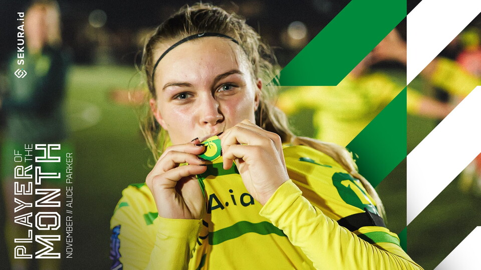 Alice Parker has been voted  as the Norwich City Women Player of the Month for November, presented by Sekura.id.