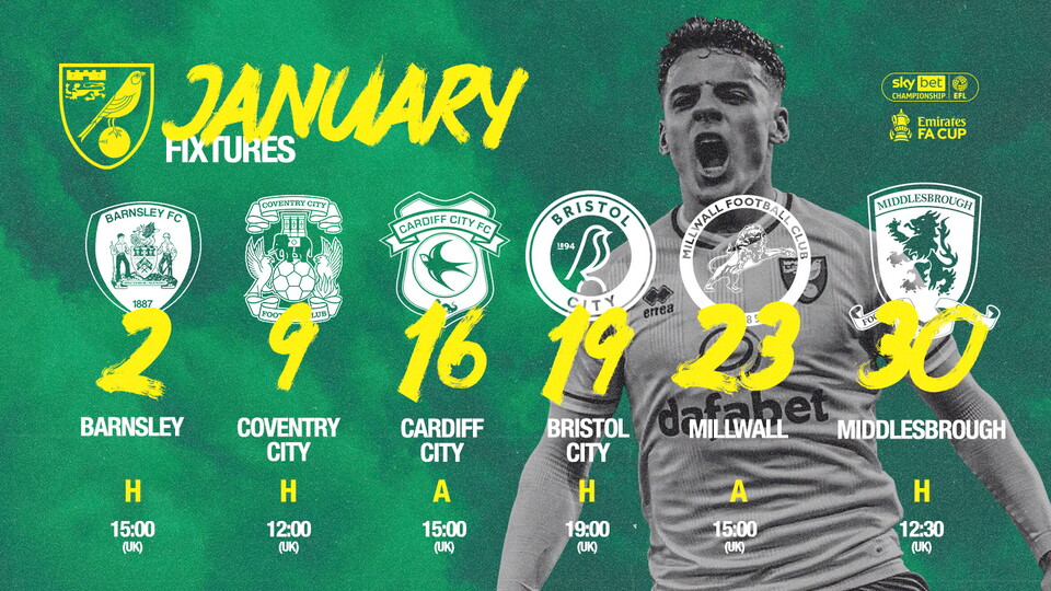 Norwich City’s first team have four home games and two away matches in January, while the club’s Academy teams and women’s team are also back in action for 2021.