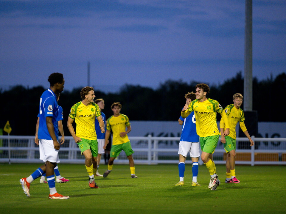 Norwich City U21s celebrating v Birmingham City