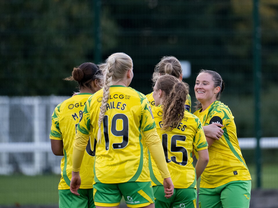 Norwich City Women celebrate at The Nest